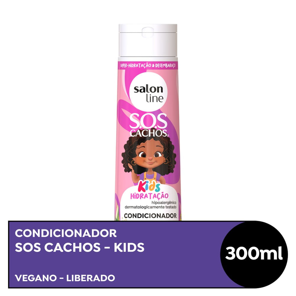 Frontal do condicionador Salon Line SOS Kids 300ml embalagem rosa
