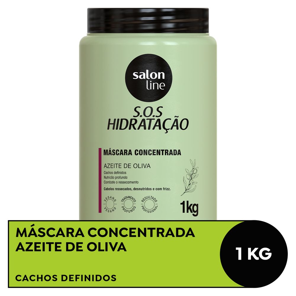 Pote 1kg Máscara SOS Hidratação Azeite de Oliva Salon Line - frente