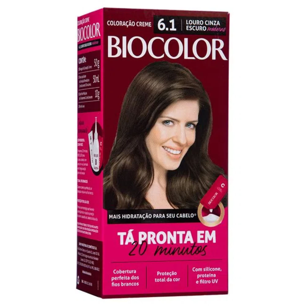 Embalagem da coloração Biocolor 6.1 Louro Cinza Escuro Moderno