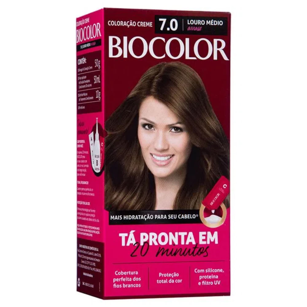 Embalagem da coloração Biocolor 7.0 Louro Médio Arraso