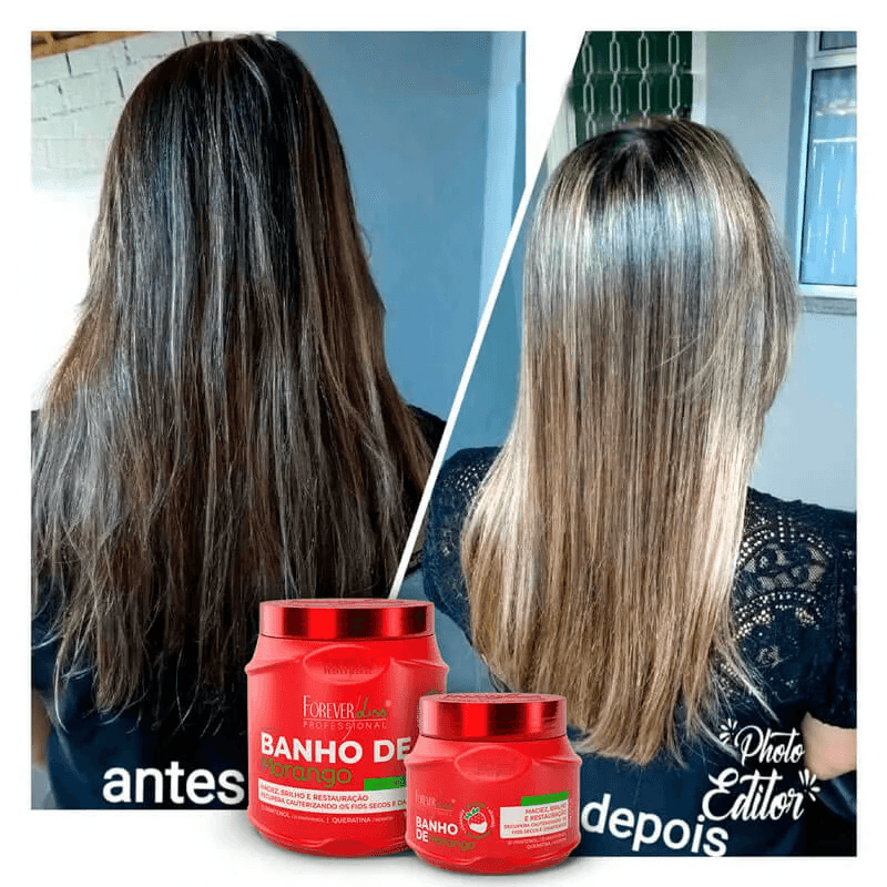 Comparativo antes e depois com embalagem do produto