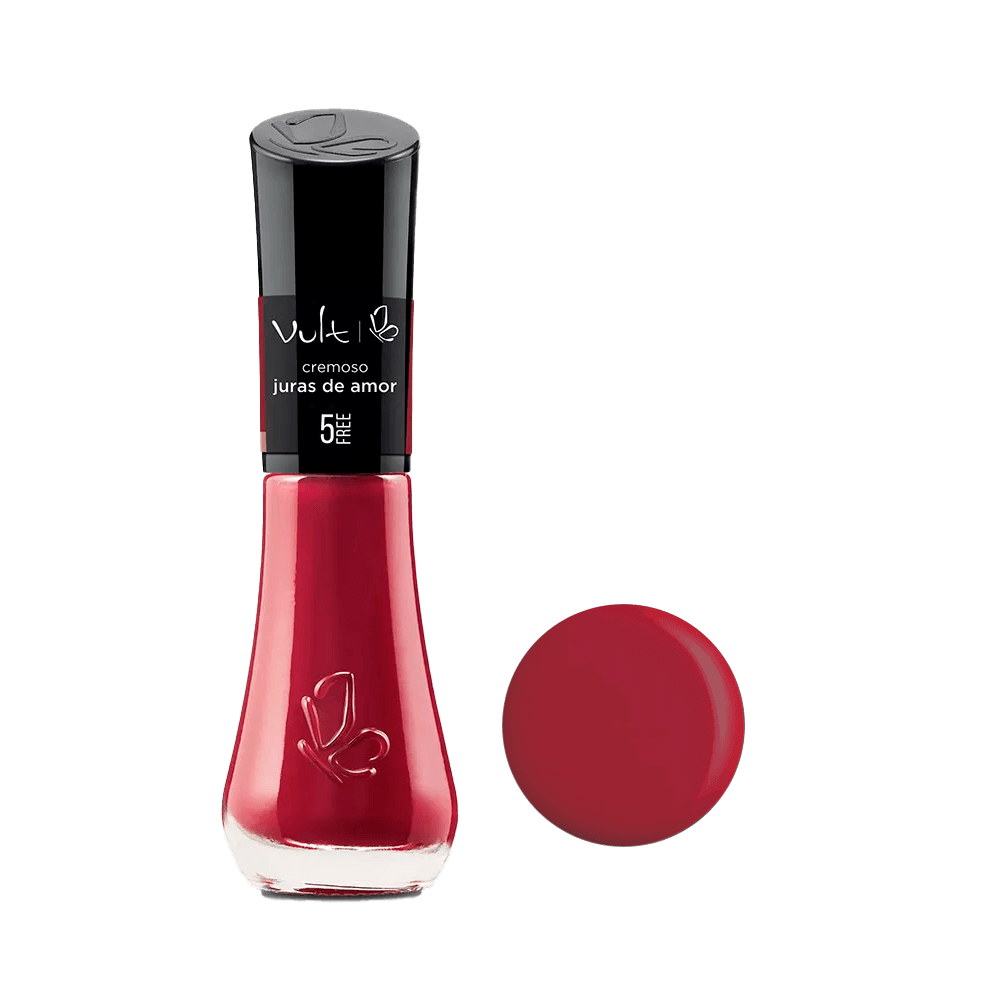 Esmalte Vult Cremoso 5Free Juras de Amor em frasco com amostra da cor