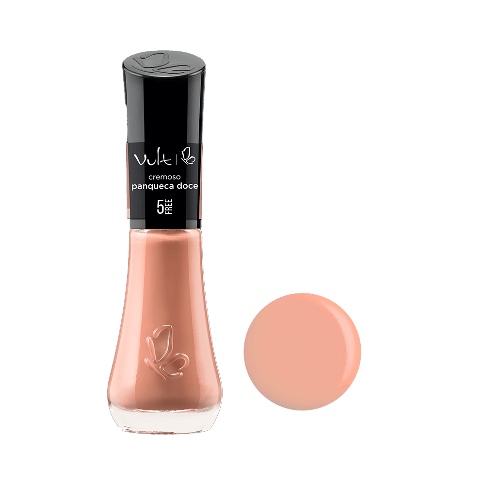 Esmalte Vult Cremoso 5Free Panqueca Doce em frasco de vidro com tampa preta