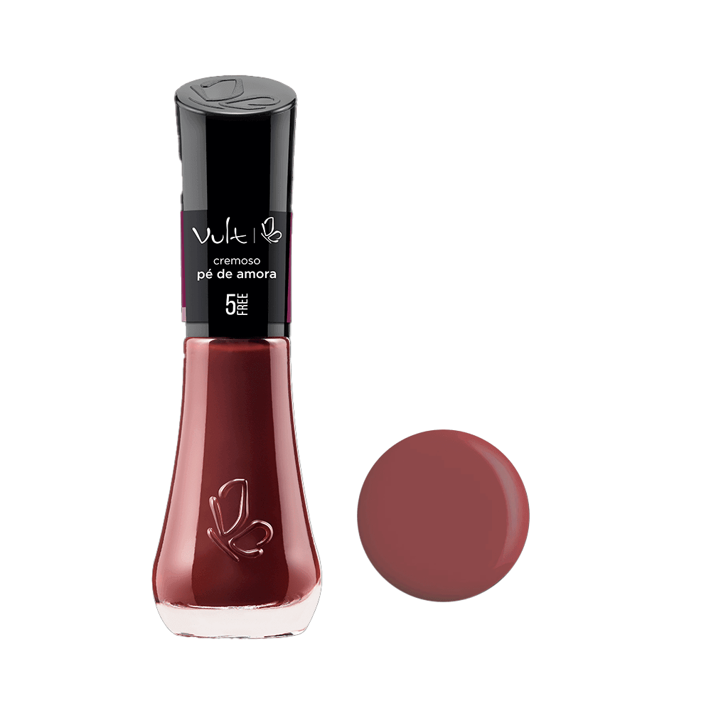 Esmalte Vult Cremoso Pé de Amora - frasco e amostra da cor
