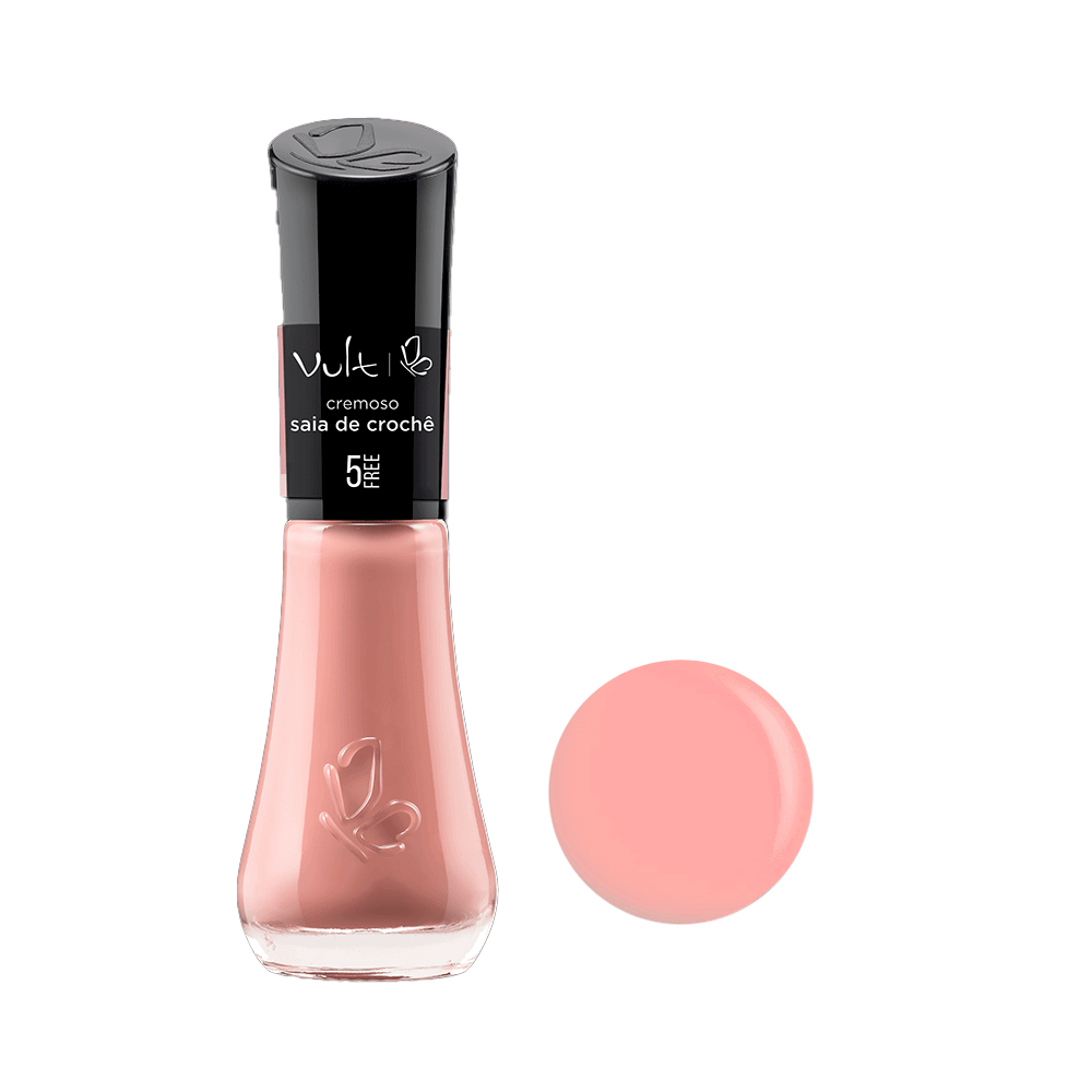 Esmalte Vult Cremoso Saia de Crochê frasco com tampa preta