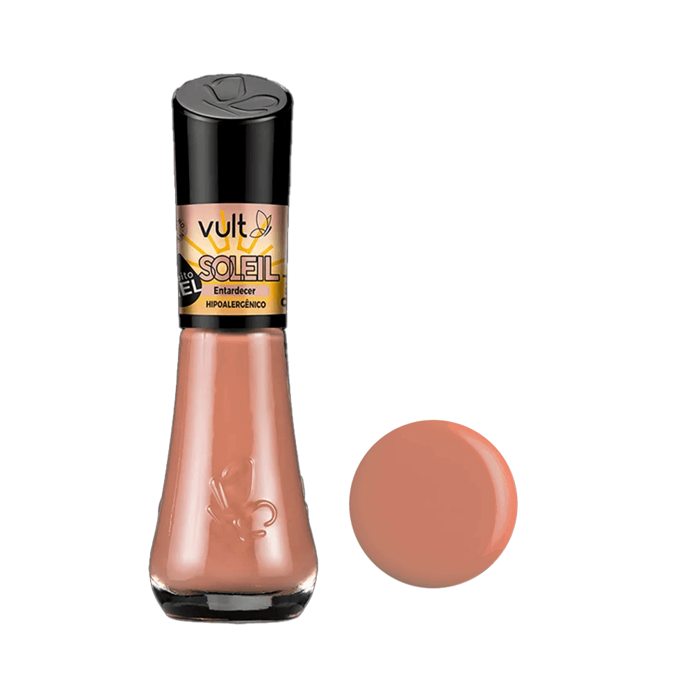 Esmalte Vult Marrom Entardecer Coleção Soleil, frasco 8ml com amostra da cor