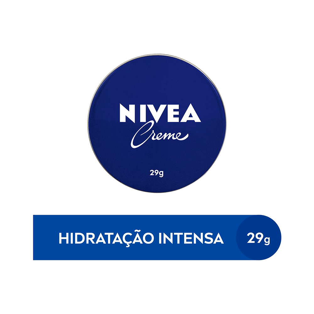 Pote Creme Nivea 29g com tampa azul sobre fundo branco