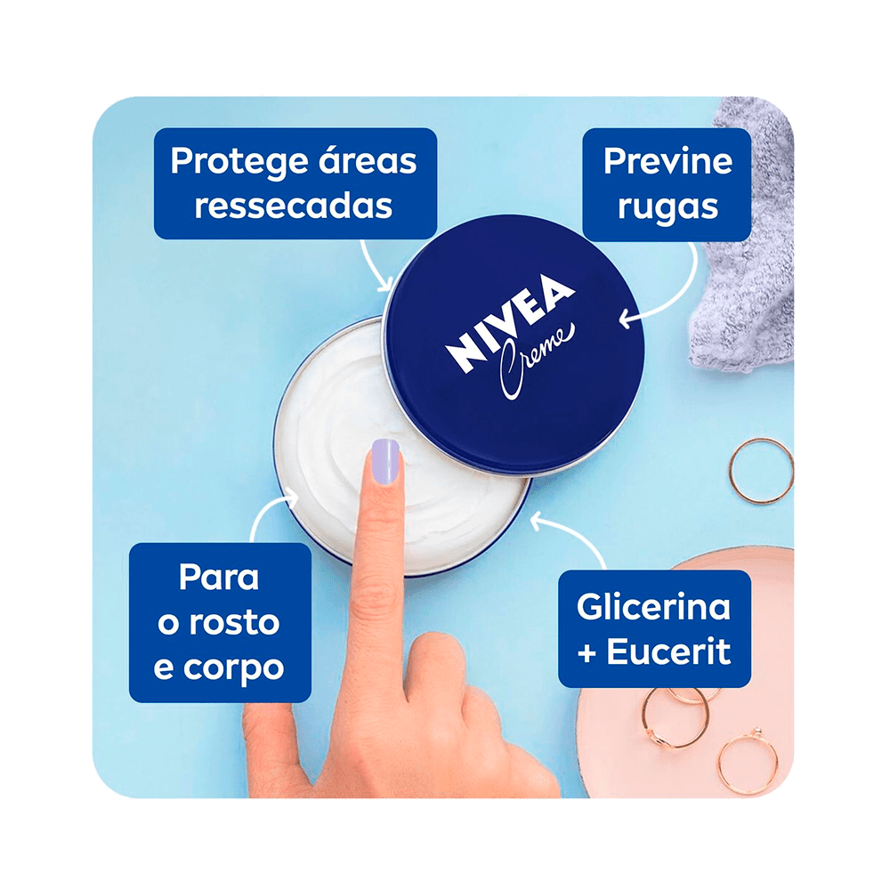 Pote aberto do Creme Nivea 29g mostrando textura cremosa