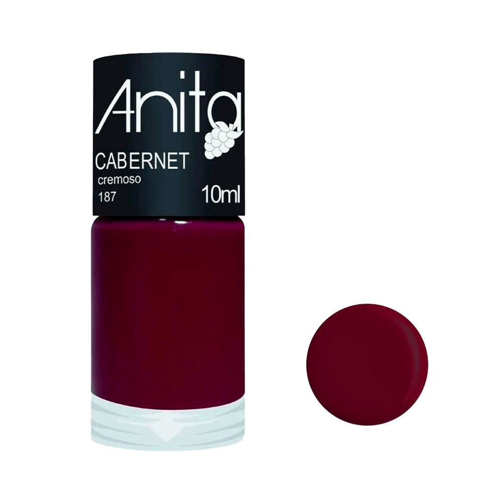 Esmalte Anita Cabernet Cremoso 10ml - frasco com tonalidade vinho profundo