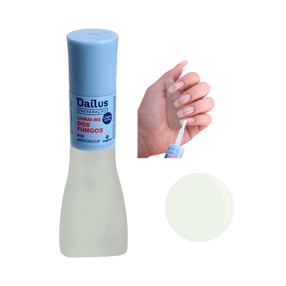 Base Dailus Antifúngica Livrai-Me dos Fungos - frasco translúcido com tampa azul clara