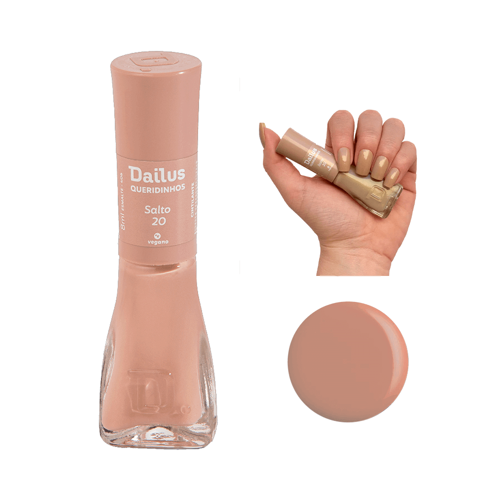 Esmalte Dailus Cintilante Salto 20 com cobertura nas unhas e selo vegano