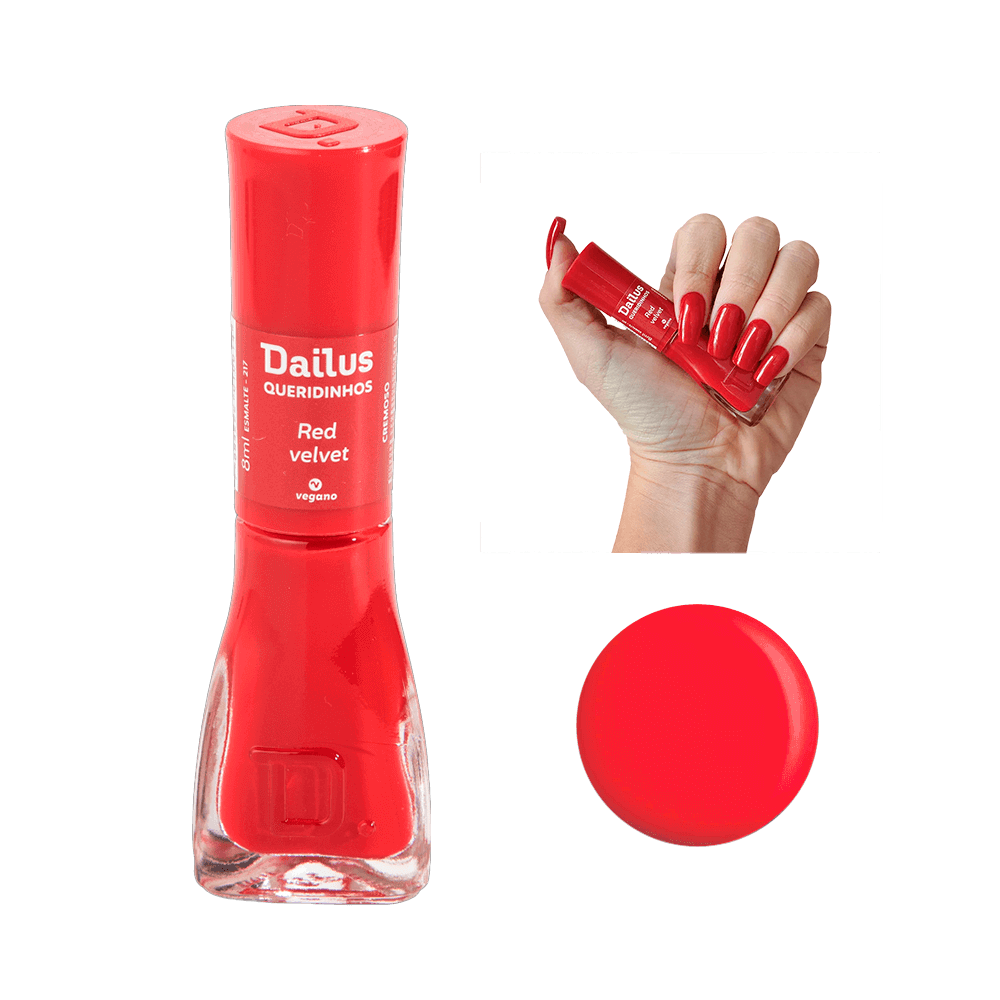 Esmalte Dailus Cremoso Red Velvet 8ml - embalagem e cor vermelha