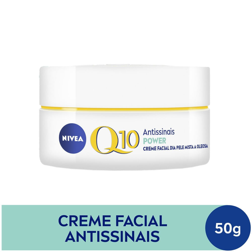 Pote do Creme Facial Nivea Q10 Plus com tampa branca e rótulo