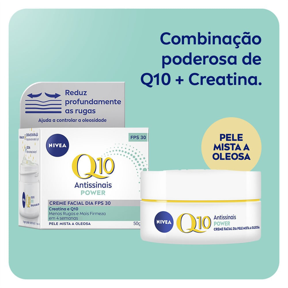 Embalaem e pote do Creme Nivea Q10 Plus em fundo claro