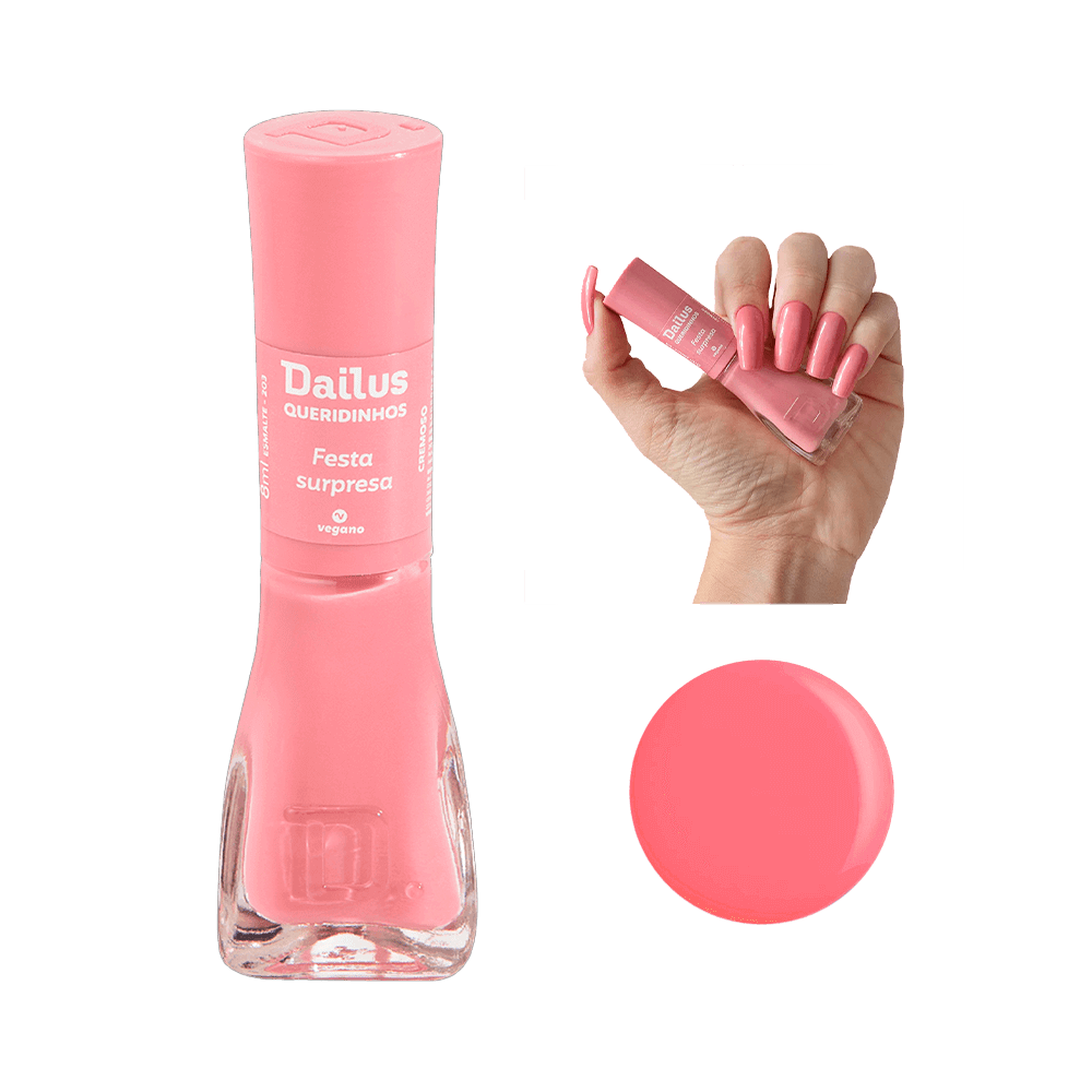 Esmalte Dailus Queridinhos Festa Surpresa tom rosa cremoso, frasco 8ml
