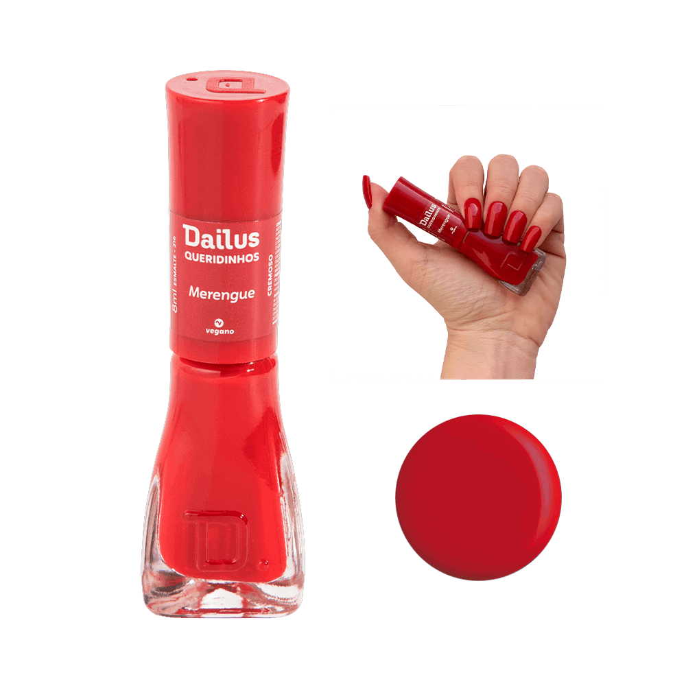 Esmalte Dailus Queridinhos Merengue 8ml - frasco e amostra da cor