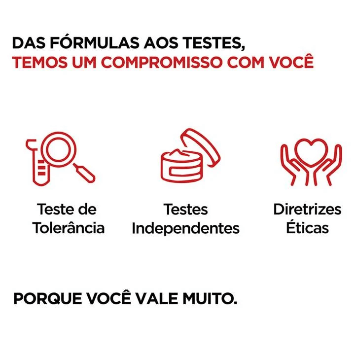 Imagem informativa sobre compromisso e testes de qualidade do produto L'Oréal Paris