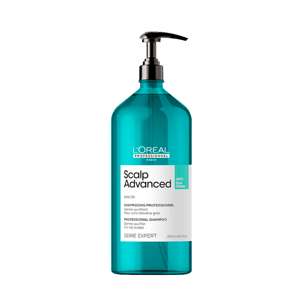 Shampoo L'Oréal Professionnel Serie Expert Scalp Purificante Dermo 1500ml - frasco azul translúcido com pump