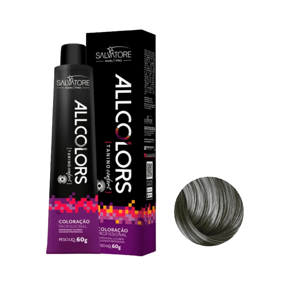 Coloração Salvatore All Colors 12.11 Louro Cinza Profundo Especial 60g - tubo e caixa com amostra de cor
