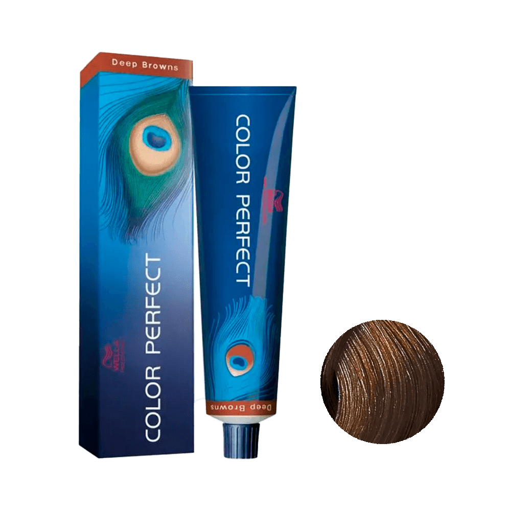 Embalagem e tubo da coloração Color Perfect Deep Browns 66/71 - Wella Professionals