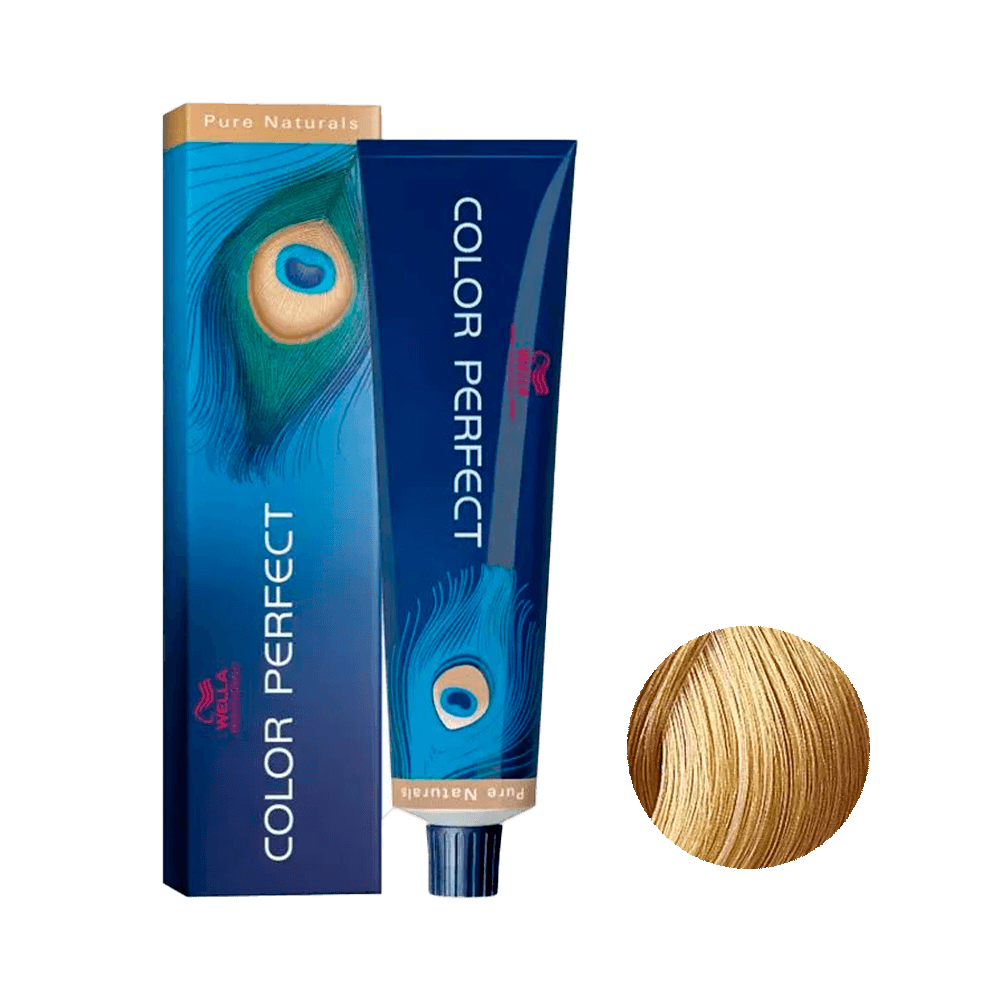 Coloração Wella Color Perfect Pure Naturals 9/0 Louro Ultraclaro 60g - embalagem e tubo