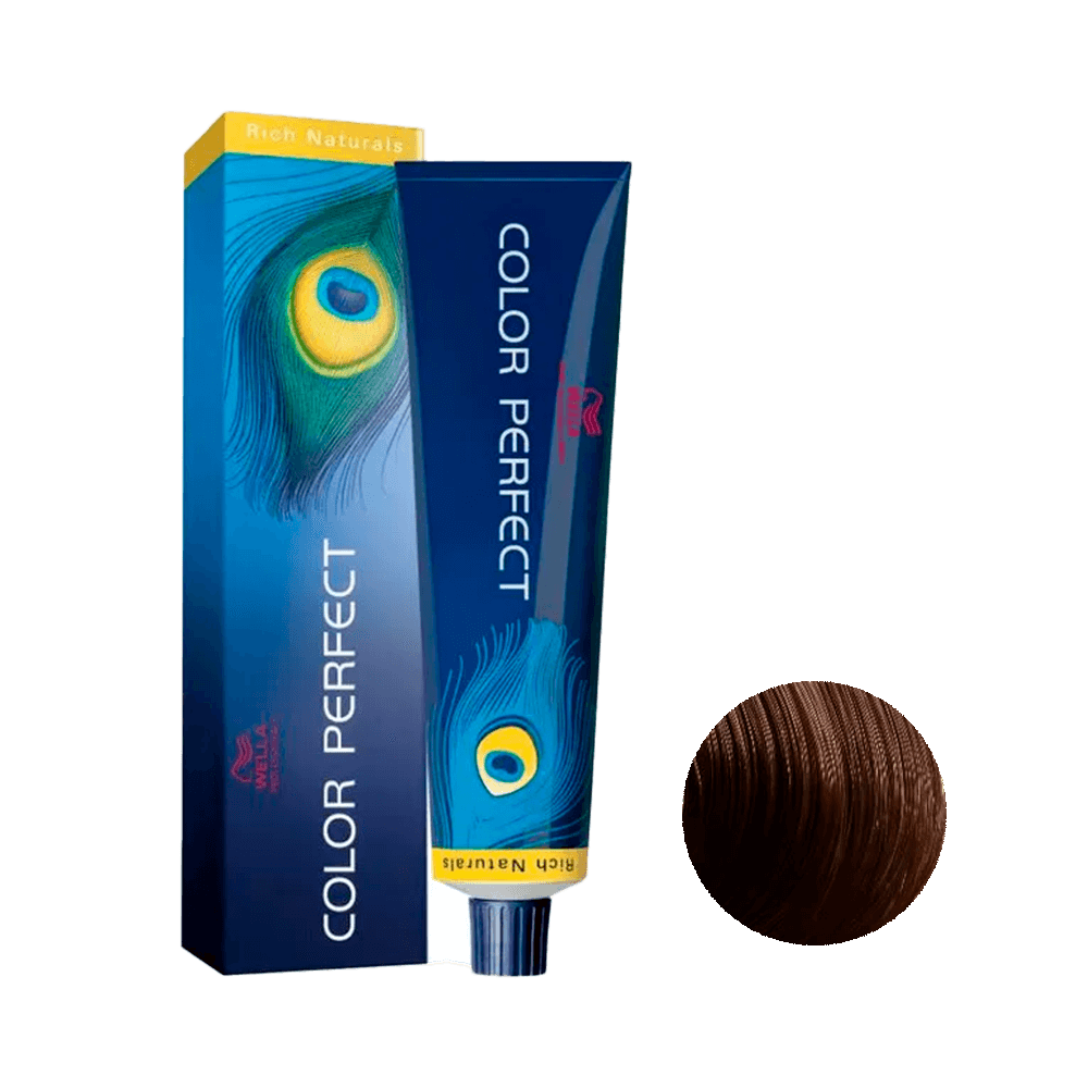 Embalagem e tubo da coloração Color Perfect Rich Naturals 7/1 Louro Médio Acinzentado 60g