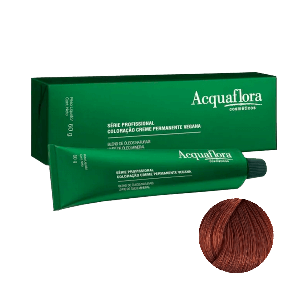 Embalagem e tubo da coloração Acquaflora 7.4 Louro Natural Acobreado 60g