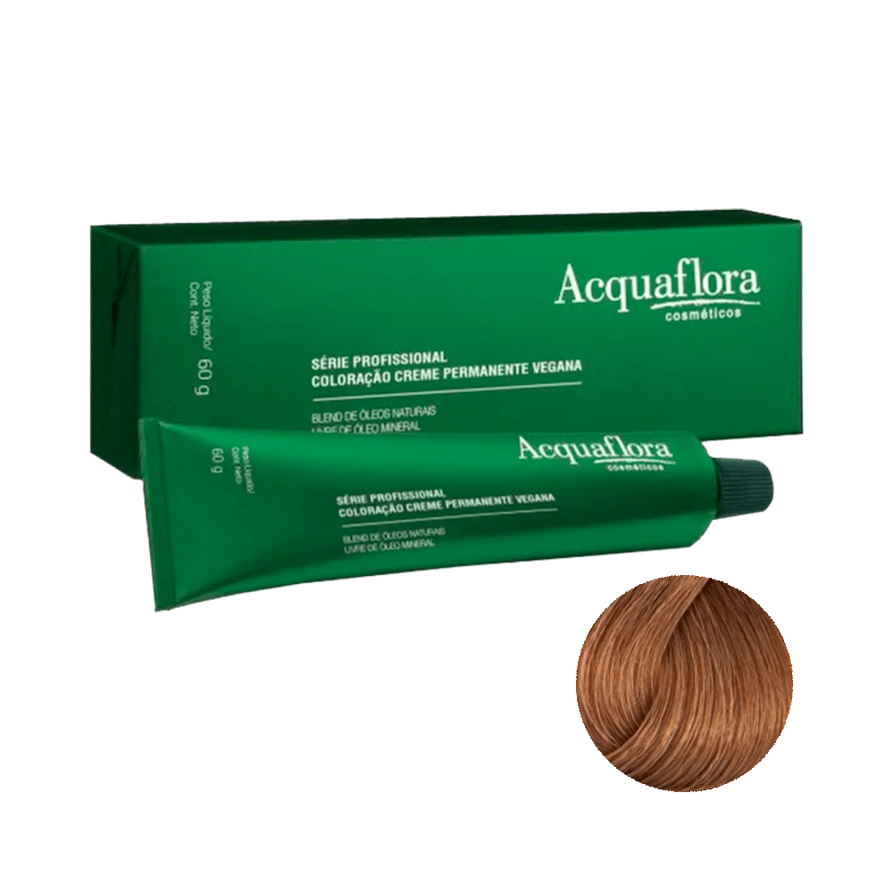Embalagem verde e tubo da Coloração Acquaflora 8.3 Louro Claro Dourado 60g