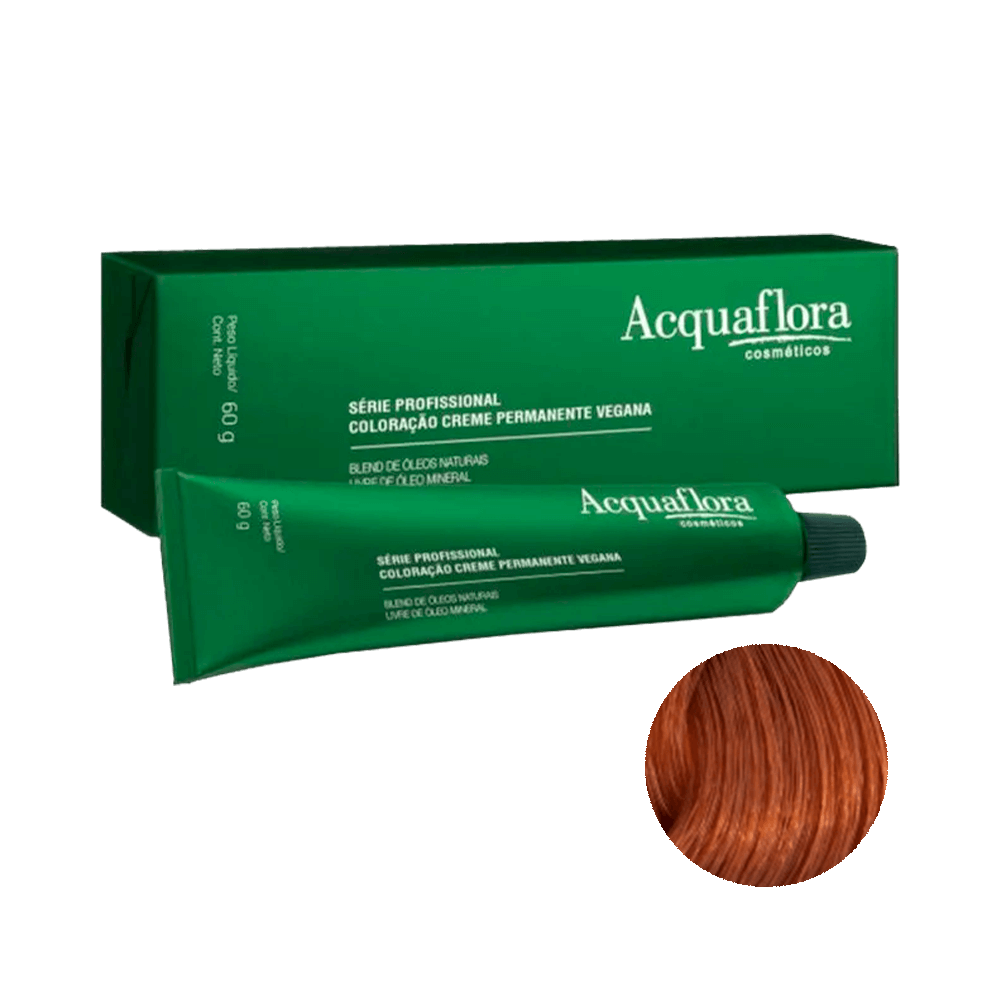 Coloração Acquaflora Creme Permanente Vegana 8.4 Louro Claro Acobreado 60g - tubo e caixa verde