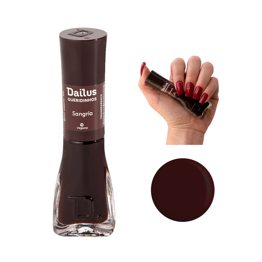 Esmalte Dailus Transparente Sangria em frasco de vidro com tampa marrom