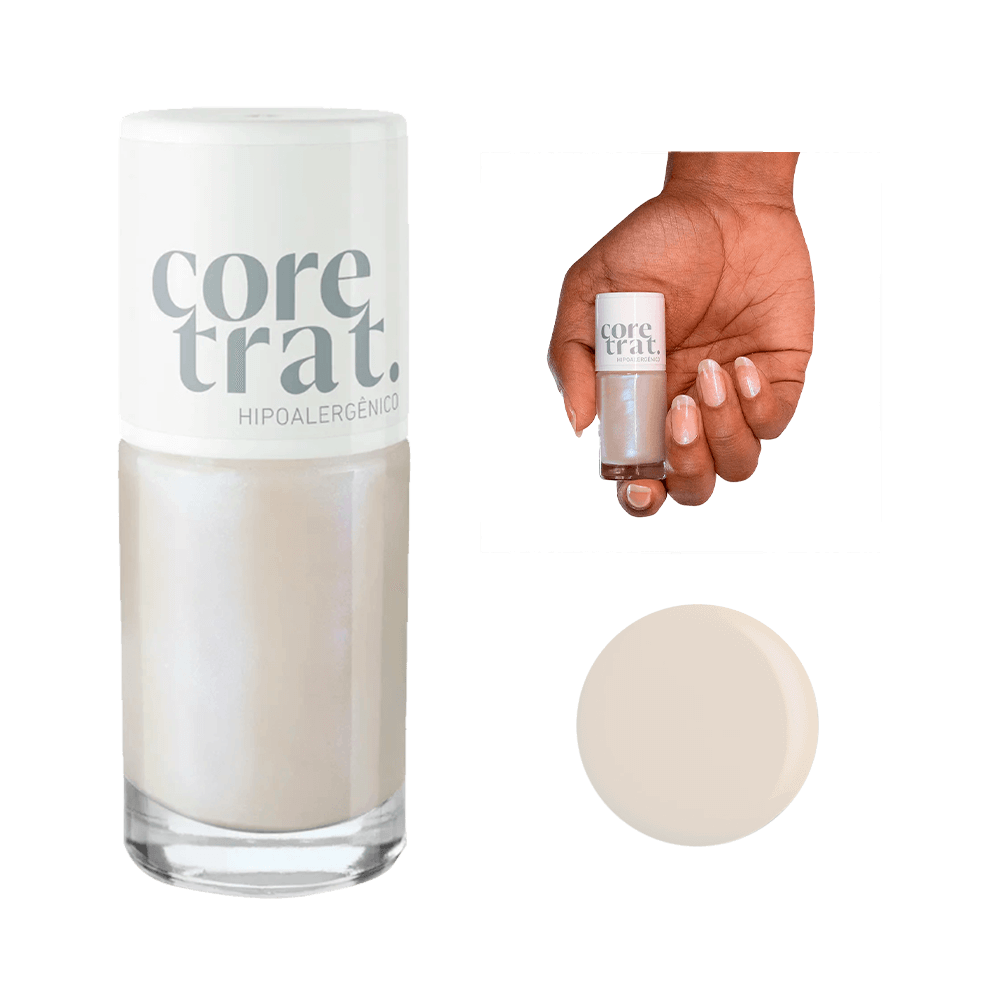 Frasco de esmalte Blant Coretrat Pedra da Lua, perolado branco cintilante