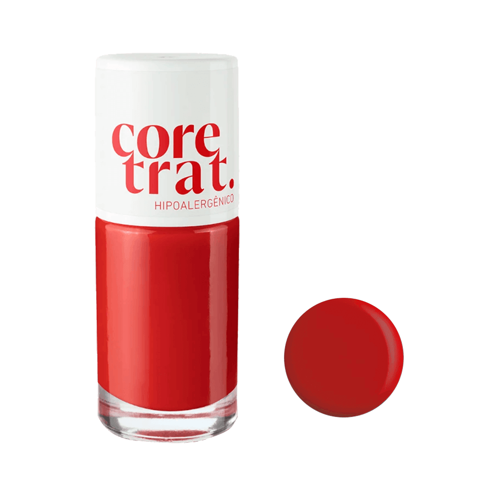 Esmalte Blant Coretrat Pimenta frasco com tampa branca e cor vermelha
