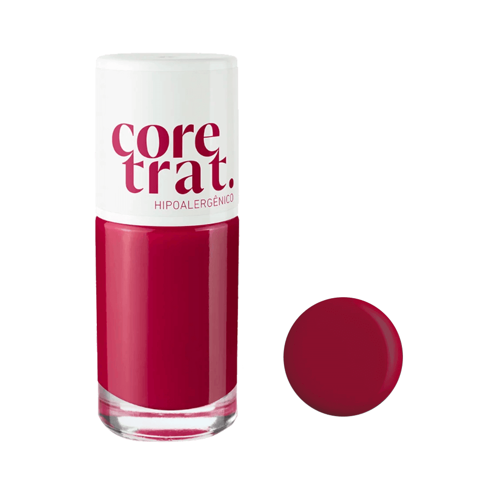 Frasco de esmalte Blant Coretrat e amostra da cor Rosa Astral