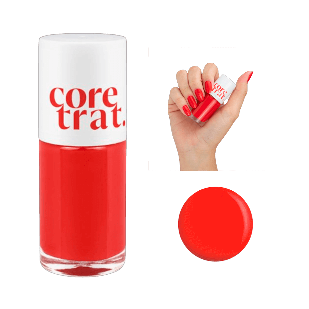 Frasco de esmalte Blant Coretrat Me Morda vermelho vibrante com tampa branca