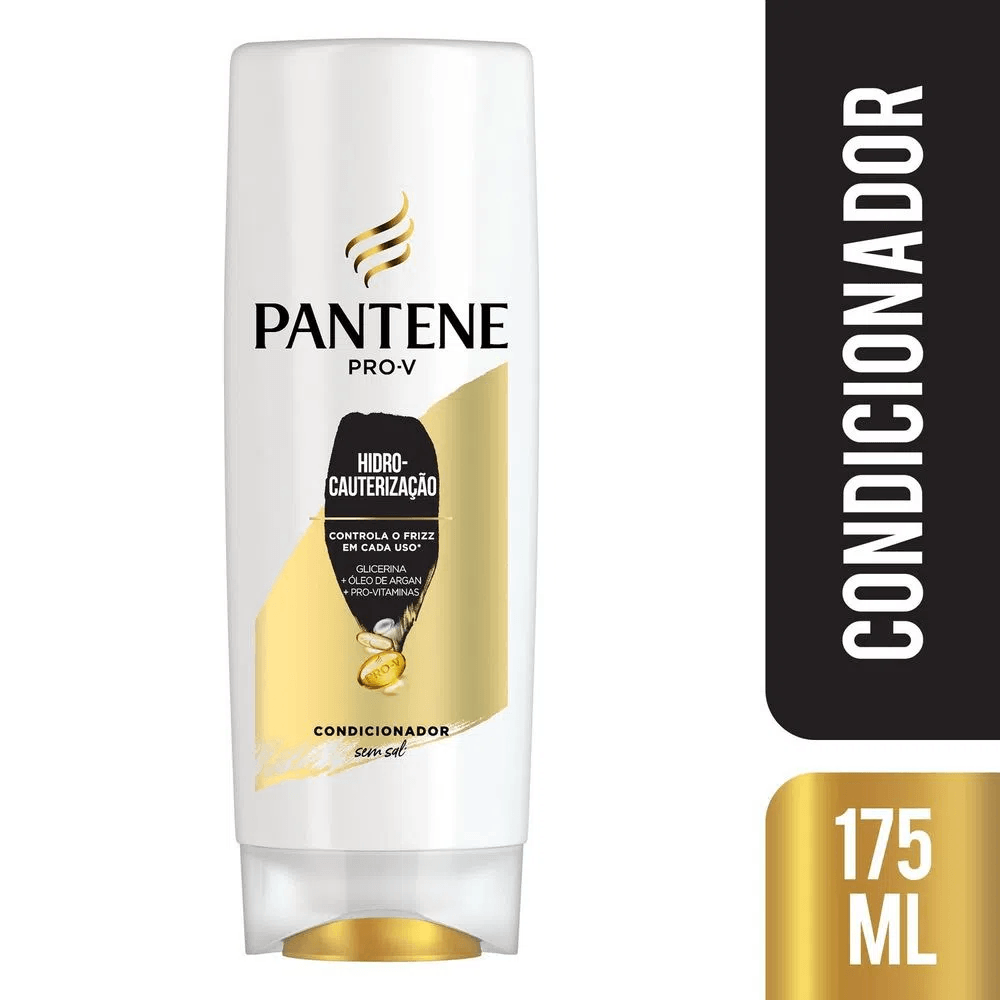 Condicionador Pantene Pro-V mostrado com destaque dos ingredientes e indicação de 175 ml