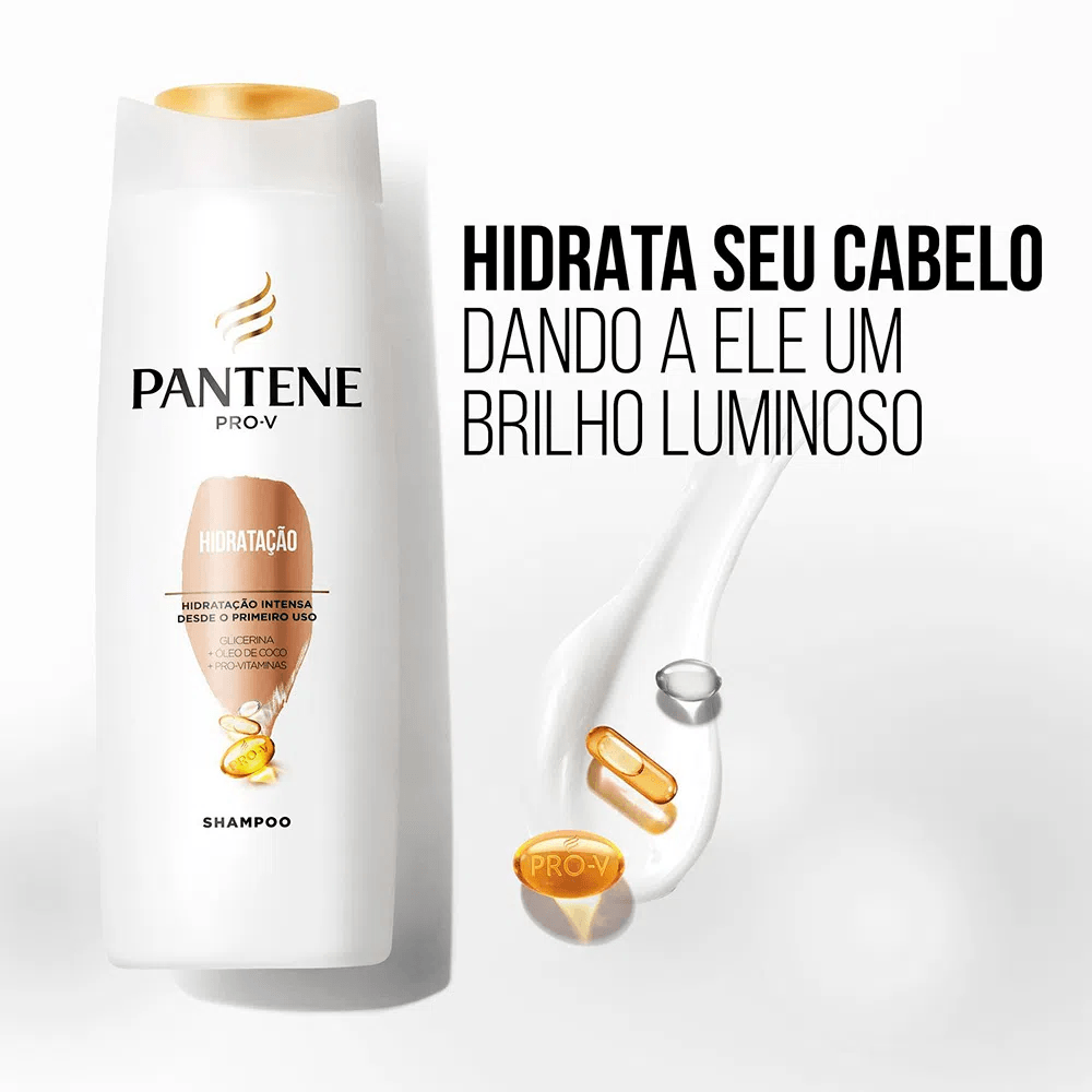 Imagem mostrando textura do produto e cápsulas representando a fórmula com pró-vitaminas e óleo de coco