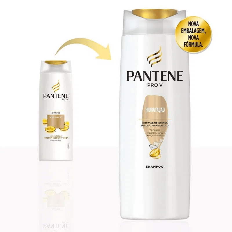 Comparação embalagem antiga e nova do Shampoo Pantene Hidratação 400ml