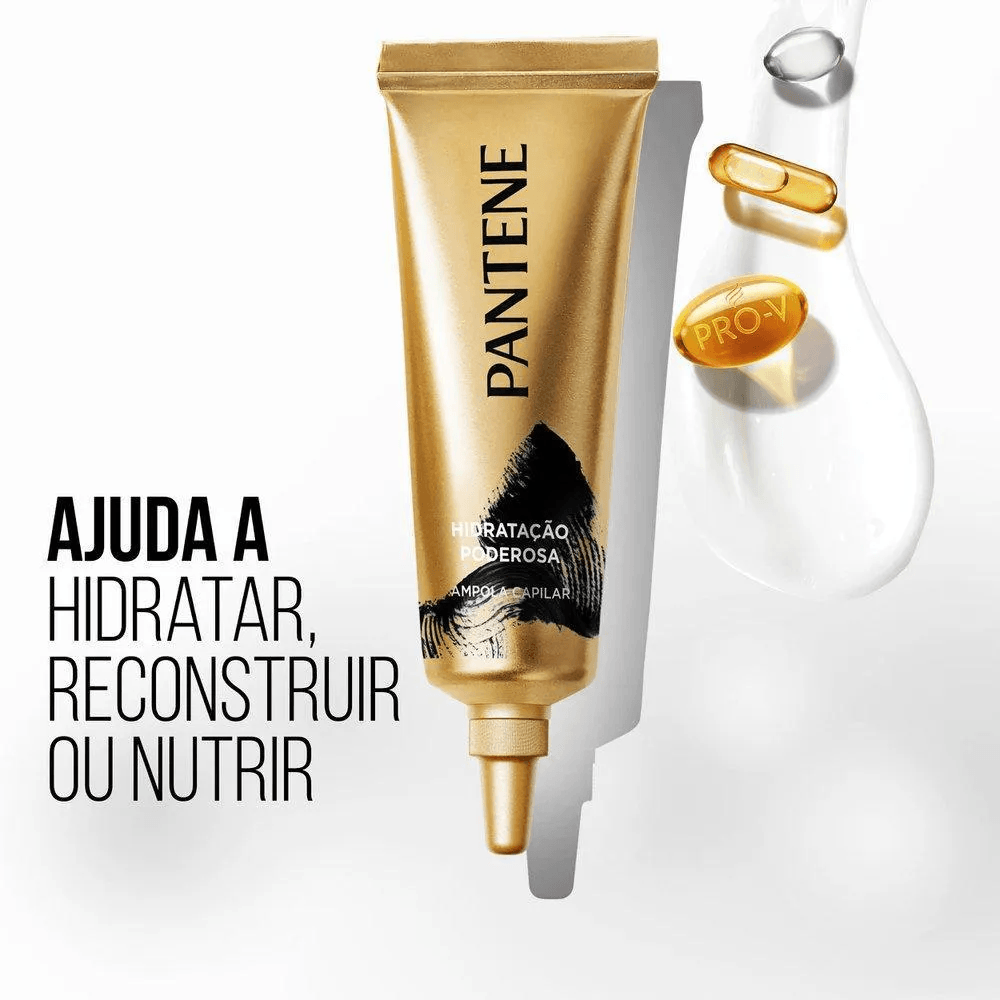 Ampola Pantene com cápsulas Pro-V e informações dos benefícios
