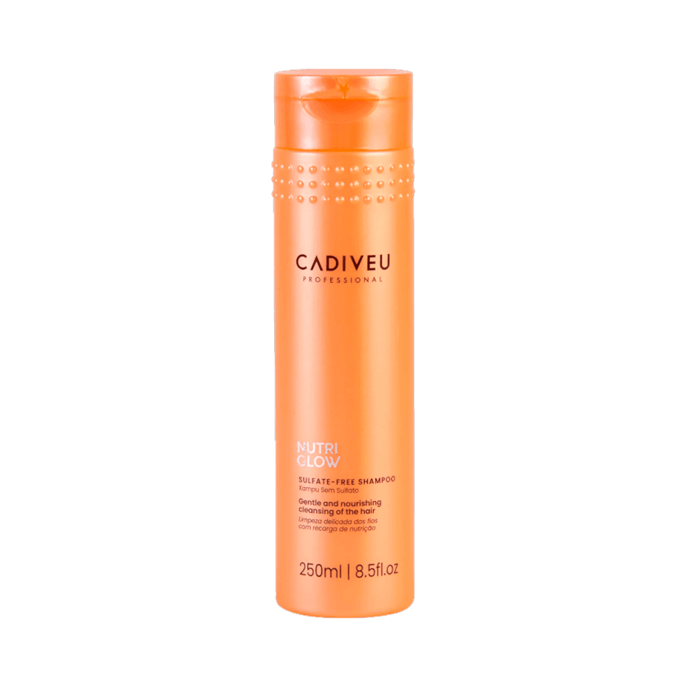 Shampoo Cadiveu Nutri Glow 250ml - frasco laranja, fórmula sem sulfato
