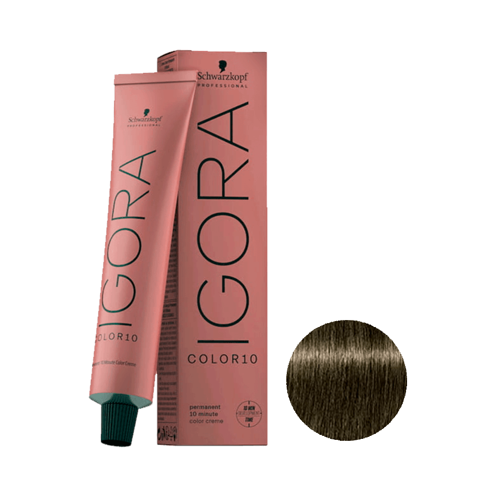Embalagem e tubo da coloração Igora Color10 7.0 Louro Médio em rose gold