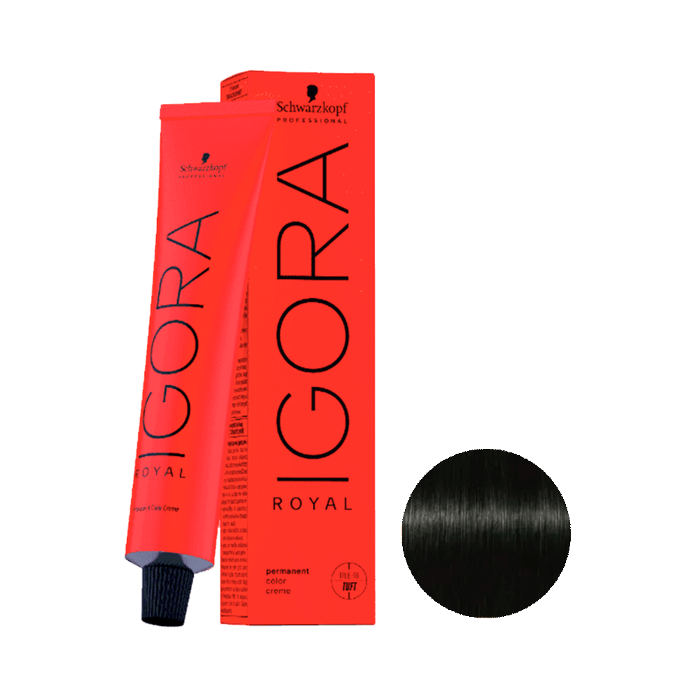 Coloração Igora Royal 1.0 Preto Natural 60g - tubo e caixa da Schwarzkopf Professional