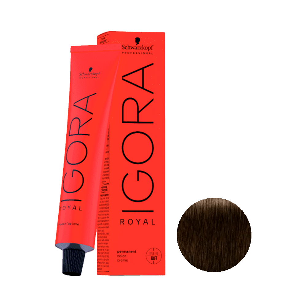 Coloração Igora Royal 4.0 Castanho Médio 60g - tubo e caixa em fundo branco