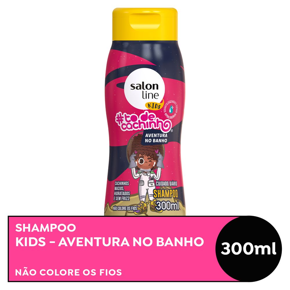 Frontal do Shampoo Salon Line S.O.S Cachos Kids 300ml - embalagem colorida com personagem infantil e tampa amarela