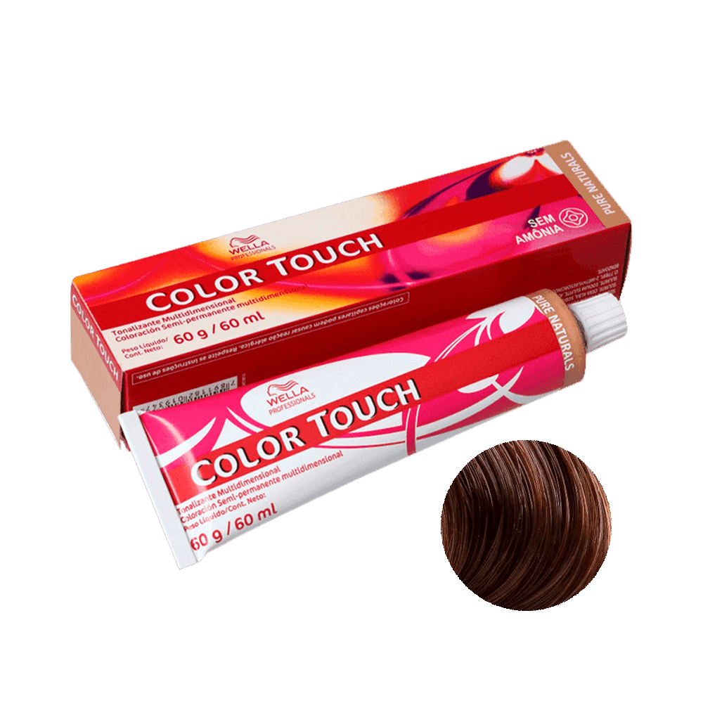 Tonalizante Wella Color Touch Pure Naturals 6/0 Louro Escuro 60g embalagem e tubo