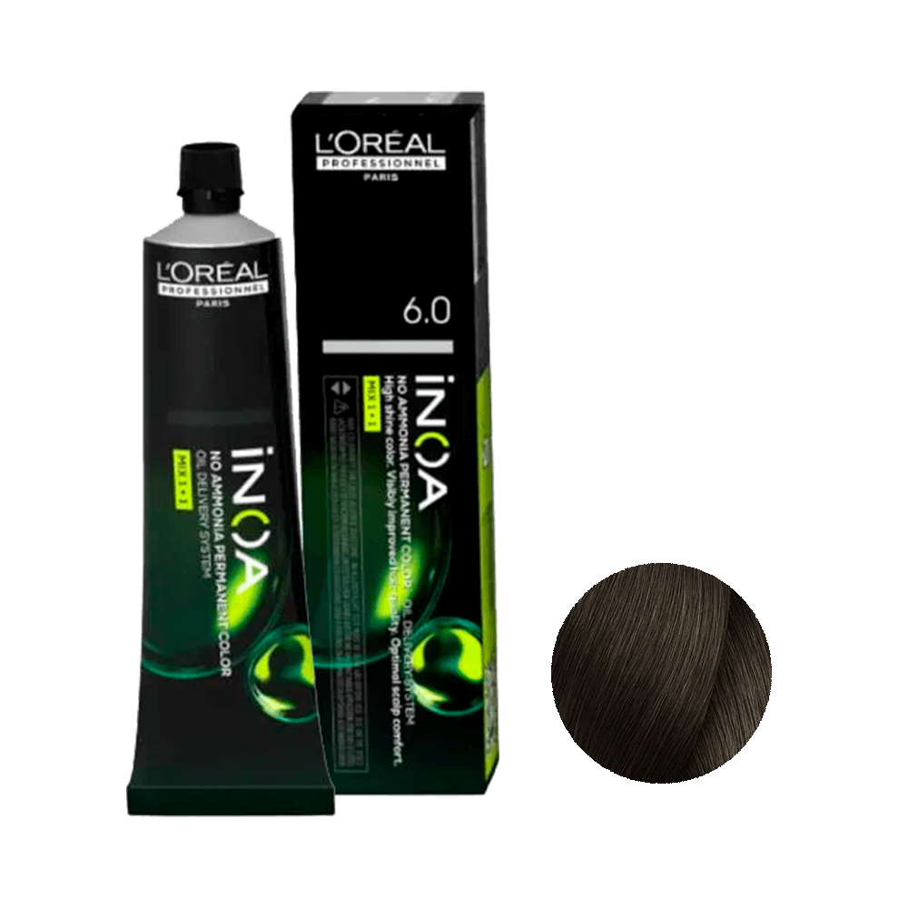 Coloração L'Oréal Professionnel Inoa 6.0 Louro Escuro Profundo 60ml - tubo e caixa