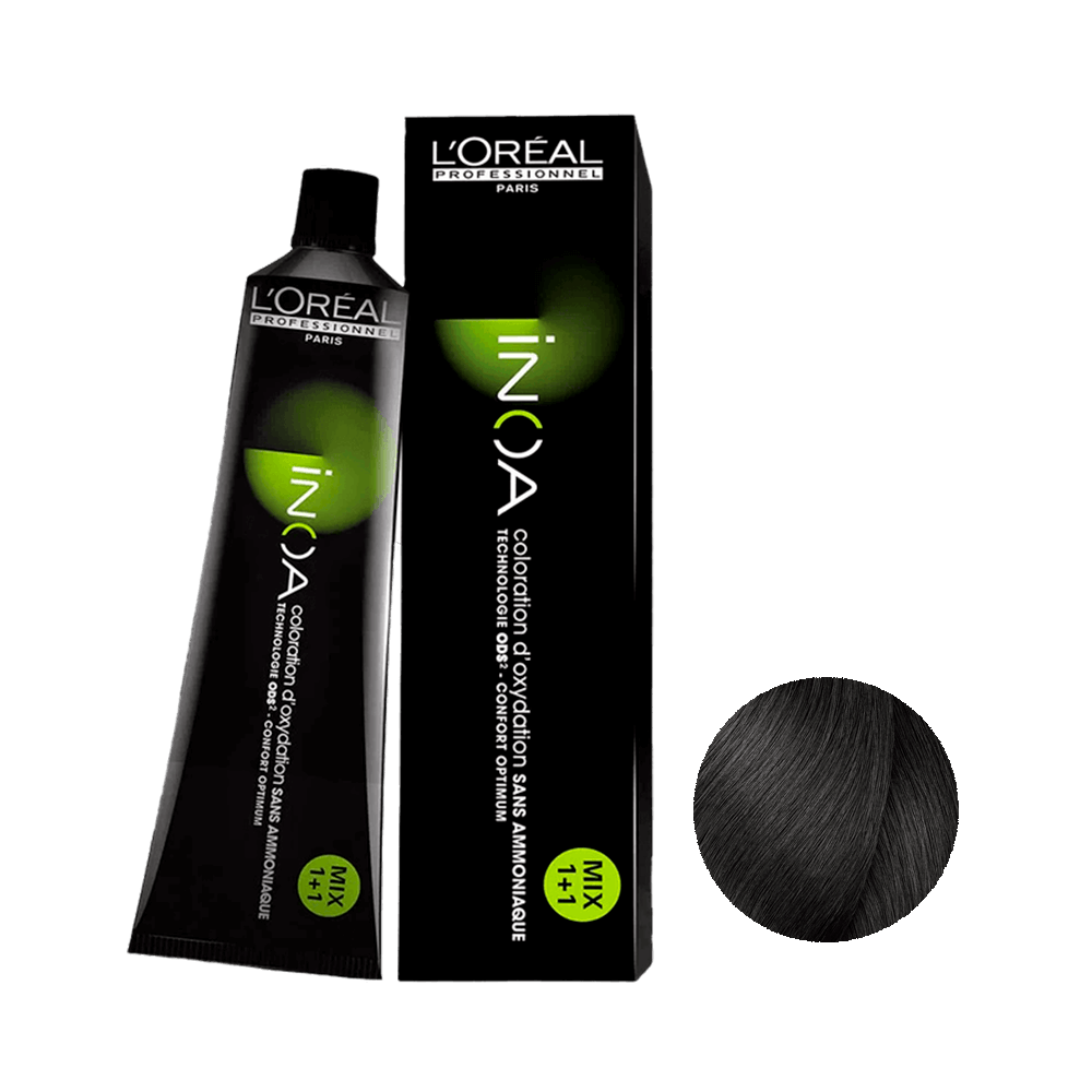 Coloração L'Oréal Professionnel Inoa 7.11 - embalagem e amostra da cor