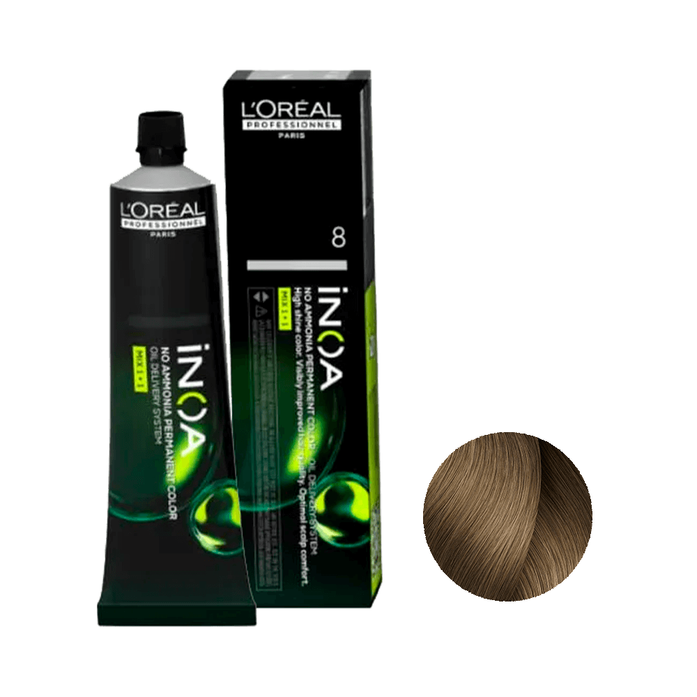 Tubo de coloração L'Oréal Professionnel INOA 8 Louro Claro 60g