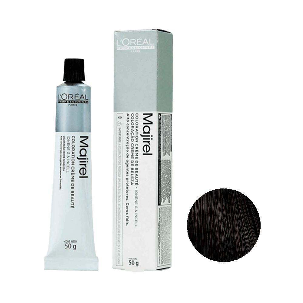 Tubo e caixa da Coloração L'Oréal Professionnel Majirel 4.0 Castanho Natural Profundo 50g