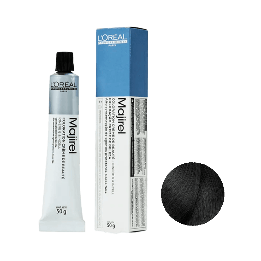 Tubo e caixa da coloração Majirel 5.11 Castanho Claro Cinza Profundo 50g
