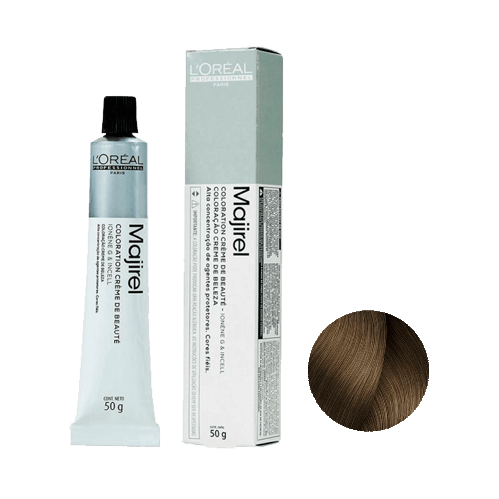 Bisnaga e caixa da Coloração L'Oréal Professionnel Majirel 8 Louro Claro 50g